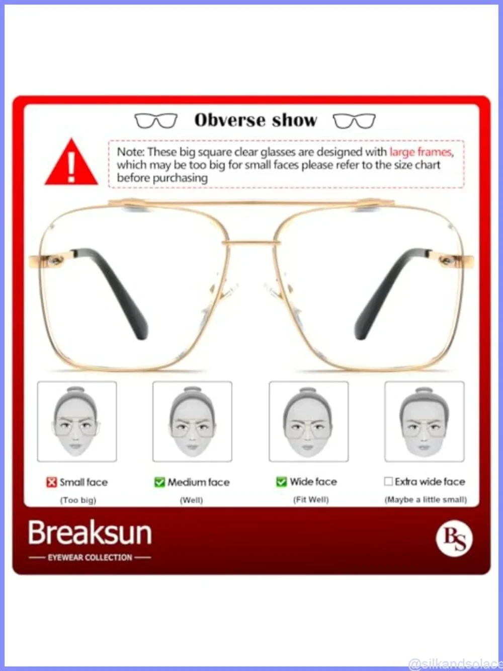 Oversized Square Aviator Sunglasses Metal Frame Tinted Lens Unisex